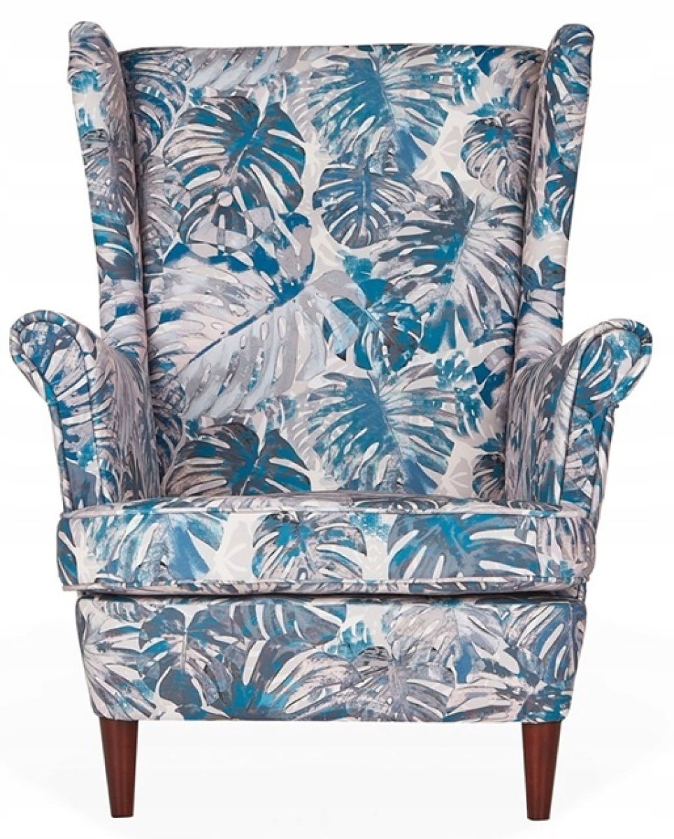 Ohrensessel M 123 mit Hocker Wohnzimmersessel Blumenmuster