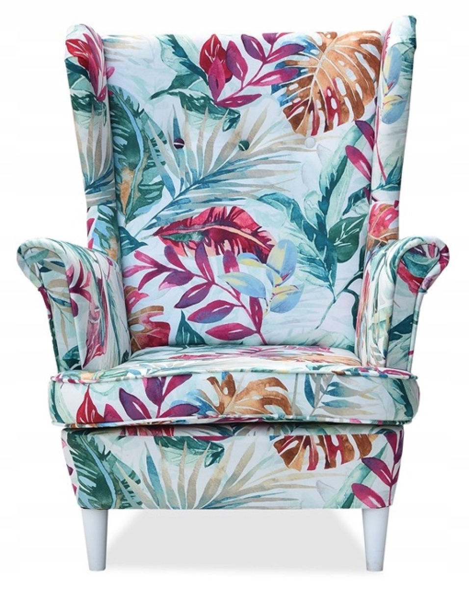 SOFORT Ohrensessel M 131 mit Hocker Wohnzimmersessel Blumenmuster