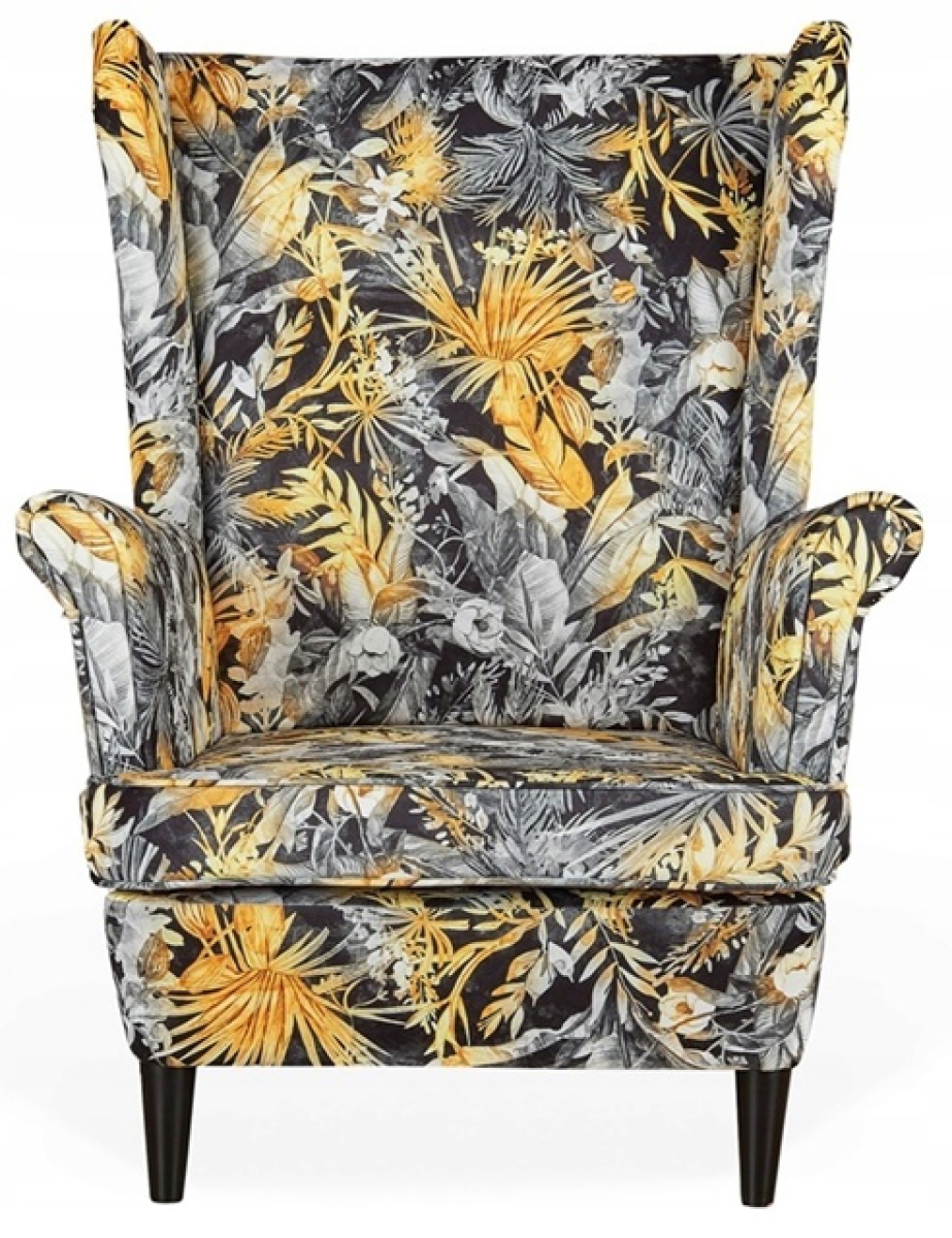 Ohrensessel M 132 mit Hocker Wohnzimmersessel Blumenmuster