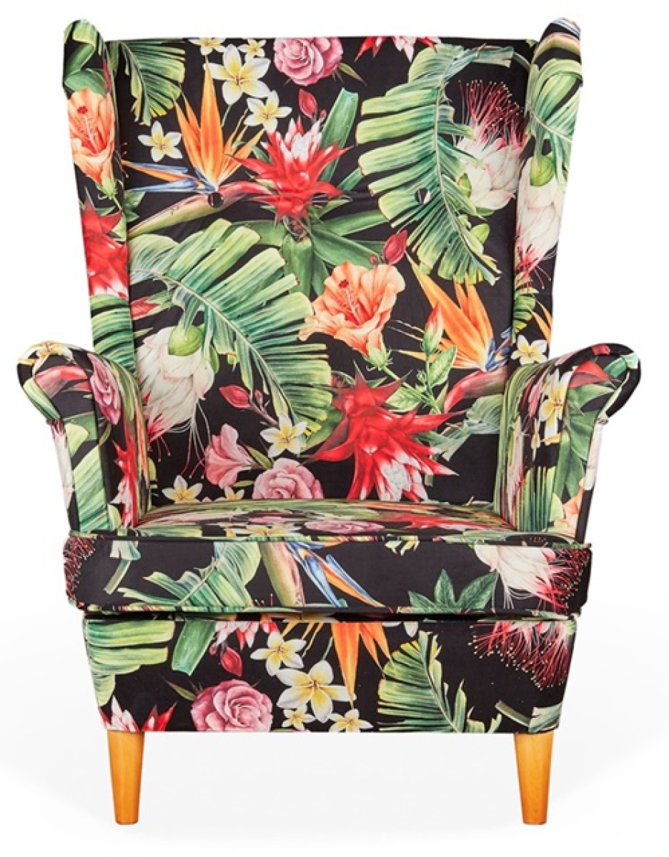 Ohrensessel M 133 Wohnzimmersessel Sessel  Blumenmuster Tropenblumen