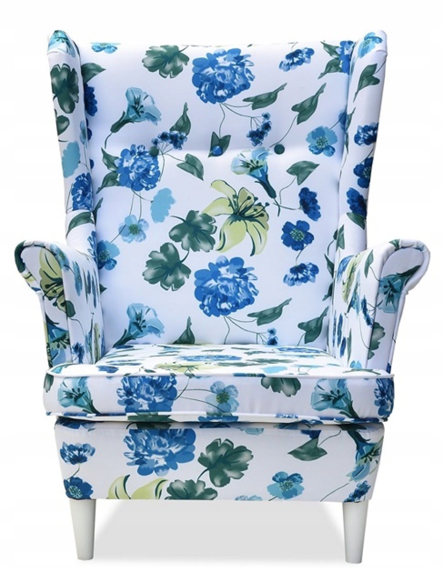 Ohrensessel M 67 mit Hocker Wohnzimmersessel  Blumenmuster