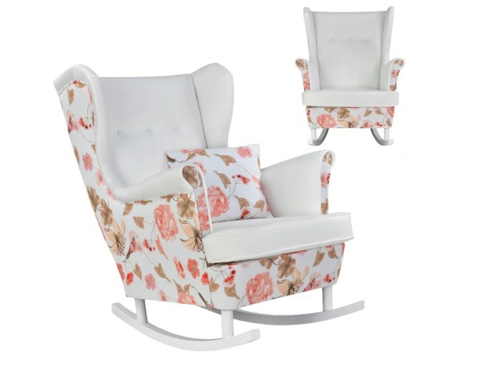 Schaukelsessel Ohrensessel M 68/ Mikro 31 inkl. Zierkissen Wohnzimmersessel  Blumenmuster Romantisch