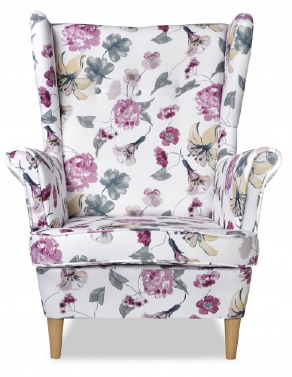 Ohrensessel M 76  Wohnzimmersessel  Blumenmuster Romantisch