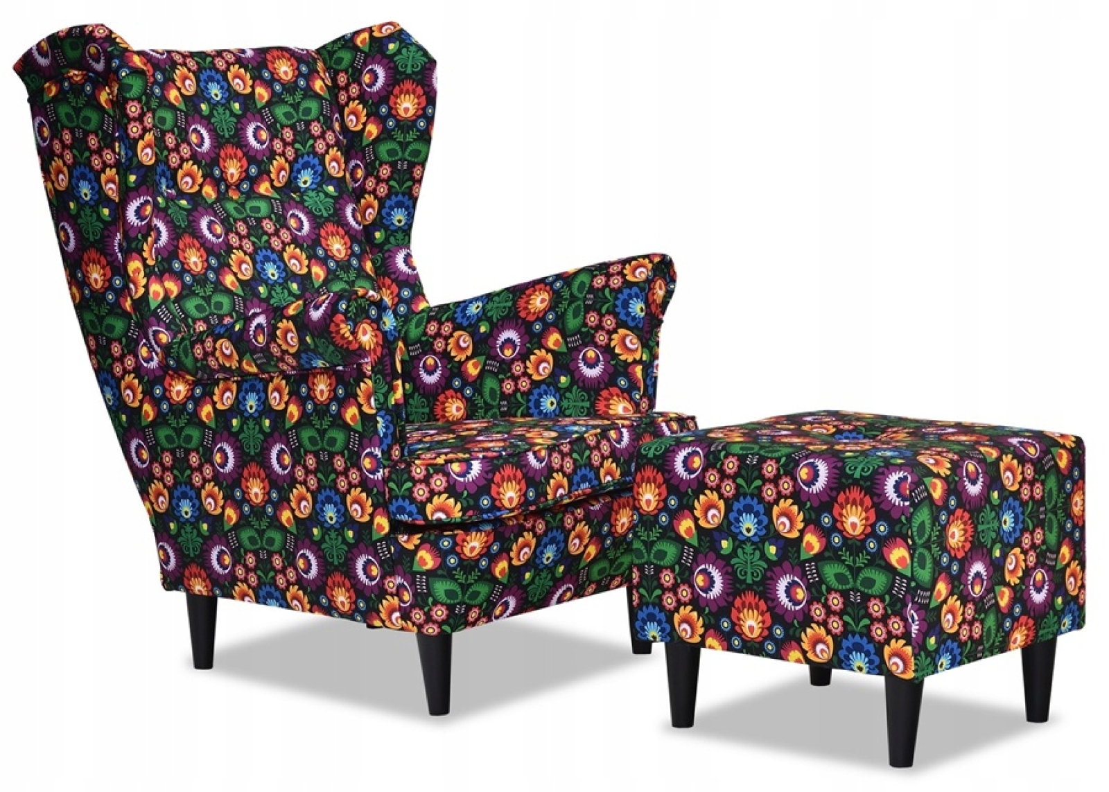 Ohrensessel M 77 mit Hocker Wohnzimmersessel  Blumenmuster