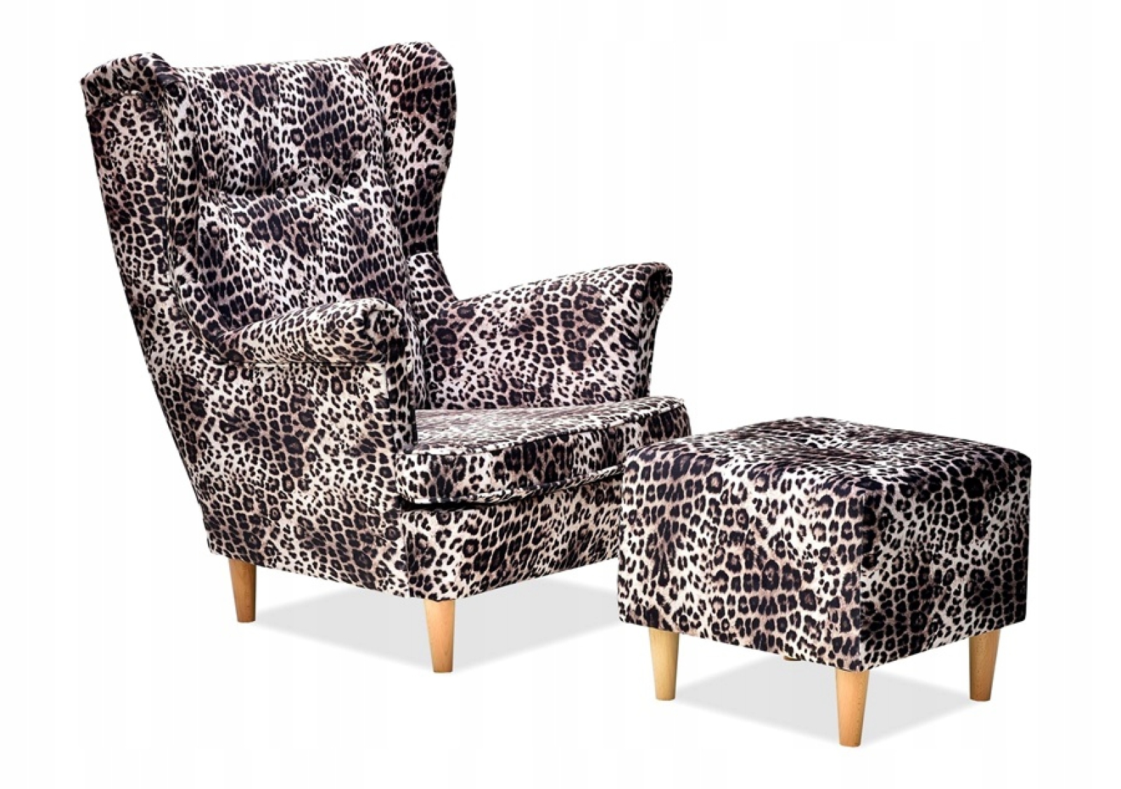 Ohrensessel Panthera 1 mit Hocker Wohnzimmersessel Animal