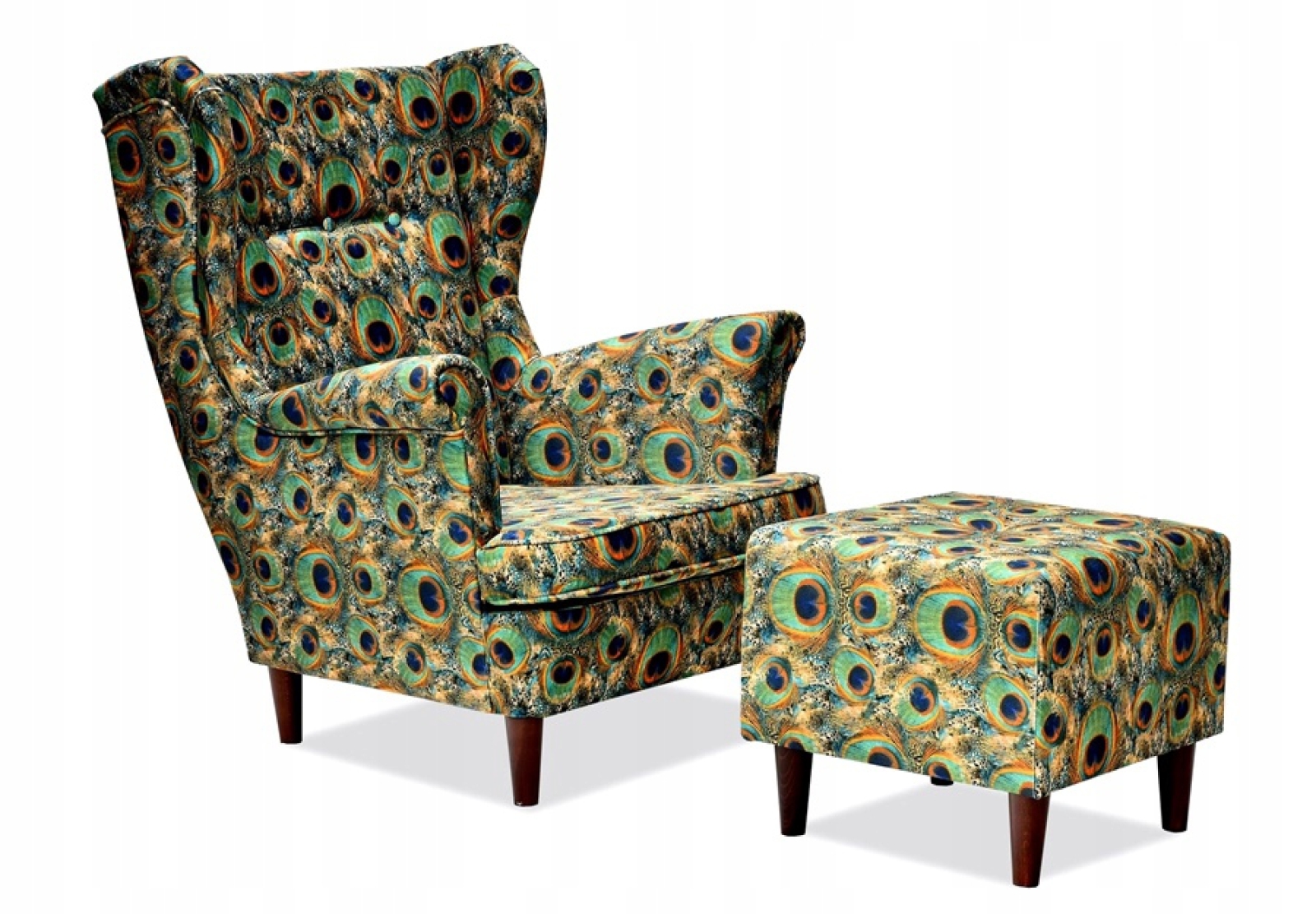Ohrensessel PAVONE 1 mit Hocker Wohnzimmersessel Pfau