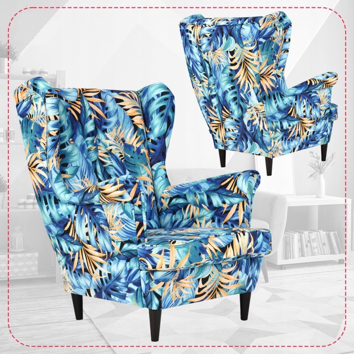 Ohrensessel Poly 10 ohne Hocker Wohnzimmersessel Blumenmuster