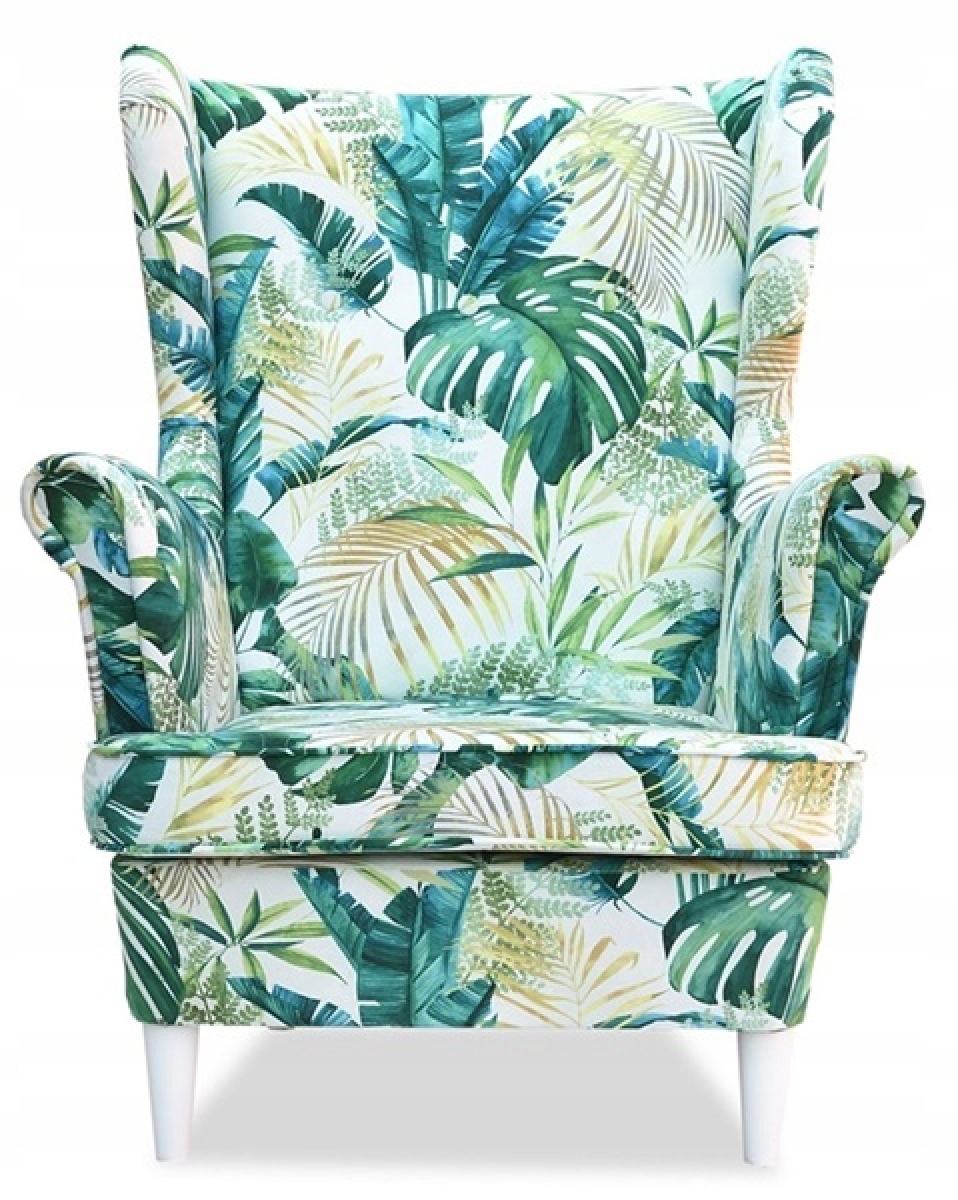 Ohrensessel POLY 1 mit Hocker Wohnzimmersessel Sessel Blumen Blumenmuster