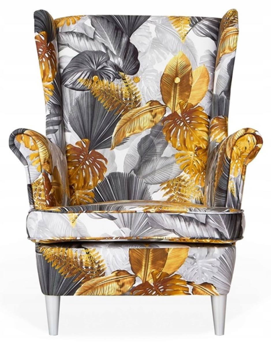Ohrensessel POLY 4  Wohnzimmersessel  Blumenmuster