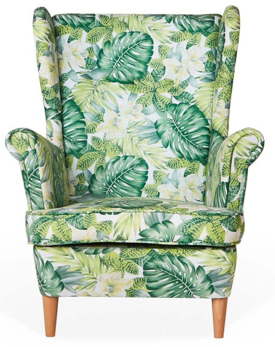 Ohrensessel POLY 5 mit Hocker Wohnzimmersessel  Blumenmuster