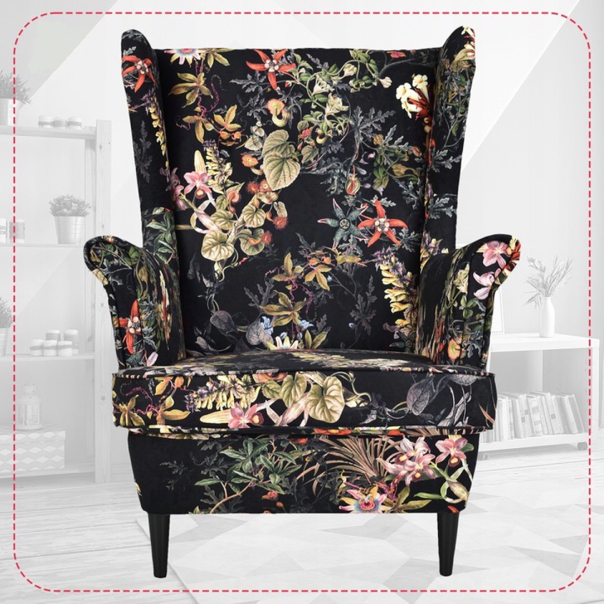 Ohrensessel Poly 8 Wohnzimmersessel  Blumenmuster