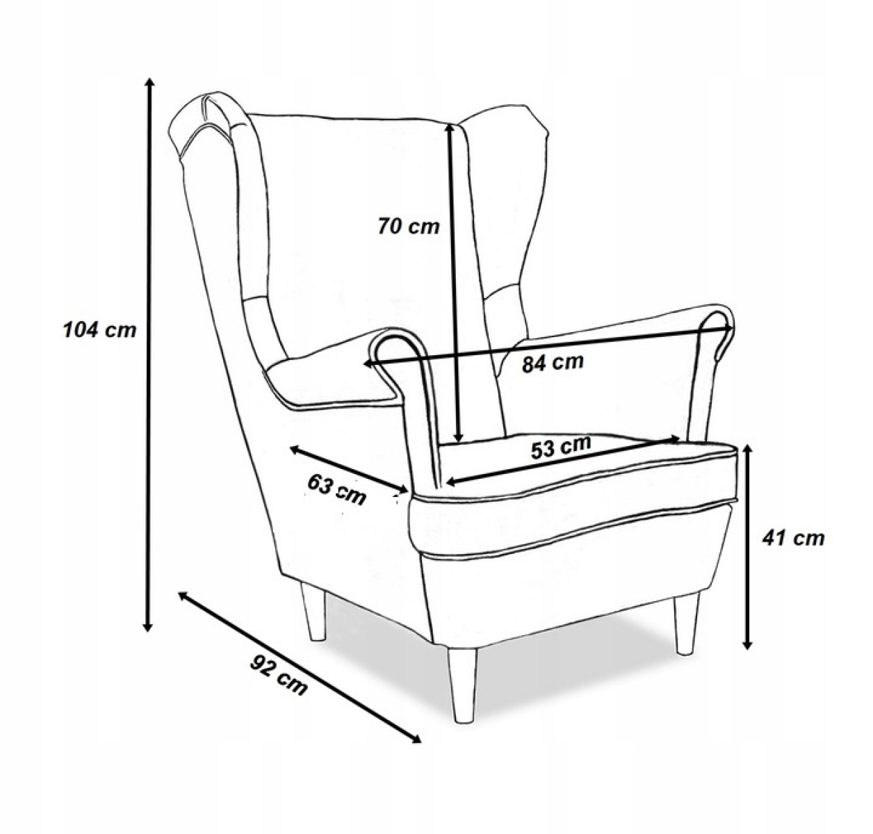 Ohrensessel ARI M 120 / Royal 22  Wohnzimmersessel Blumenmuster Sessel Kissen, ohne Hocker, mit Knopfheftung