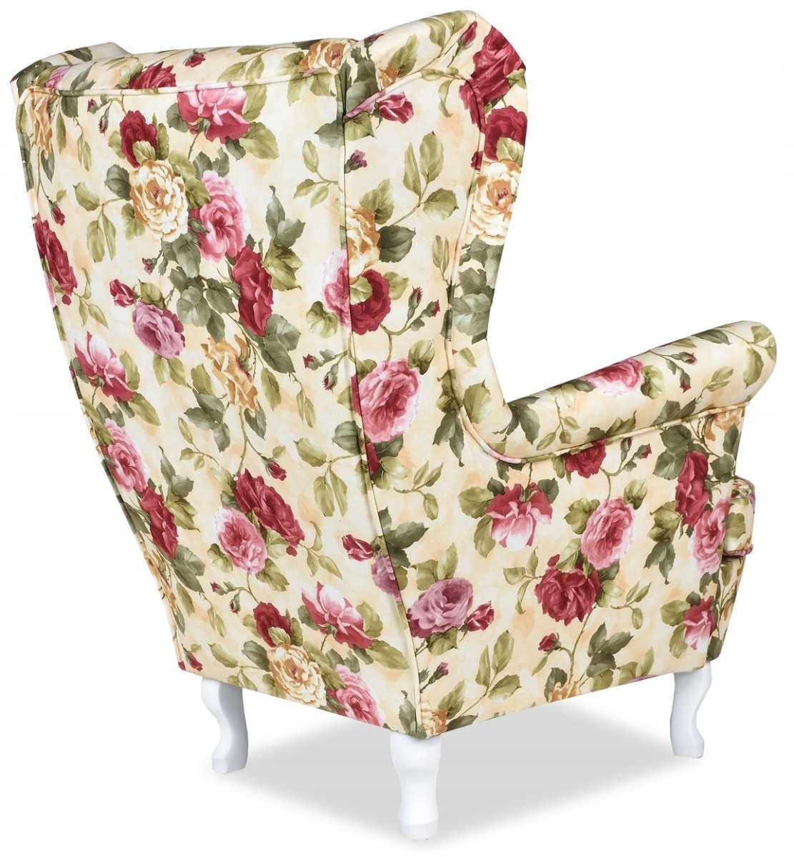 Ohrensessel Rose 01 mit Hocker Wohnzimmersessel  Blumenmuster Rosa geblümt Romantisch