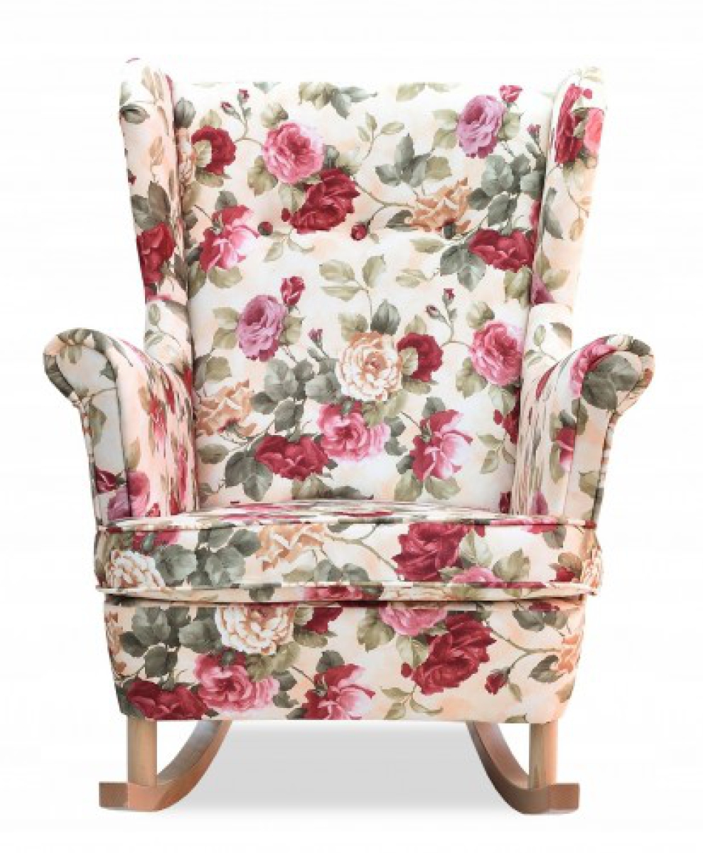 Schaukelsessel Ohrensessel Rose 01  Wohnzimmersessel  Blumenmuster