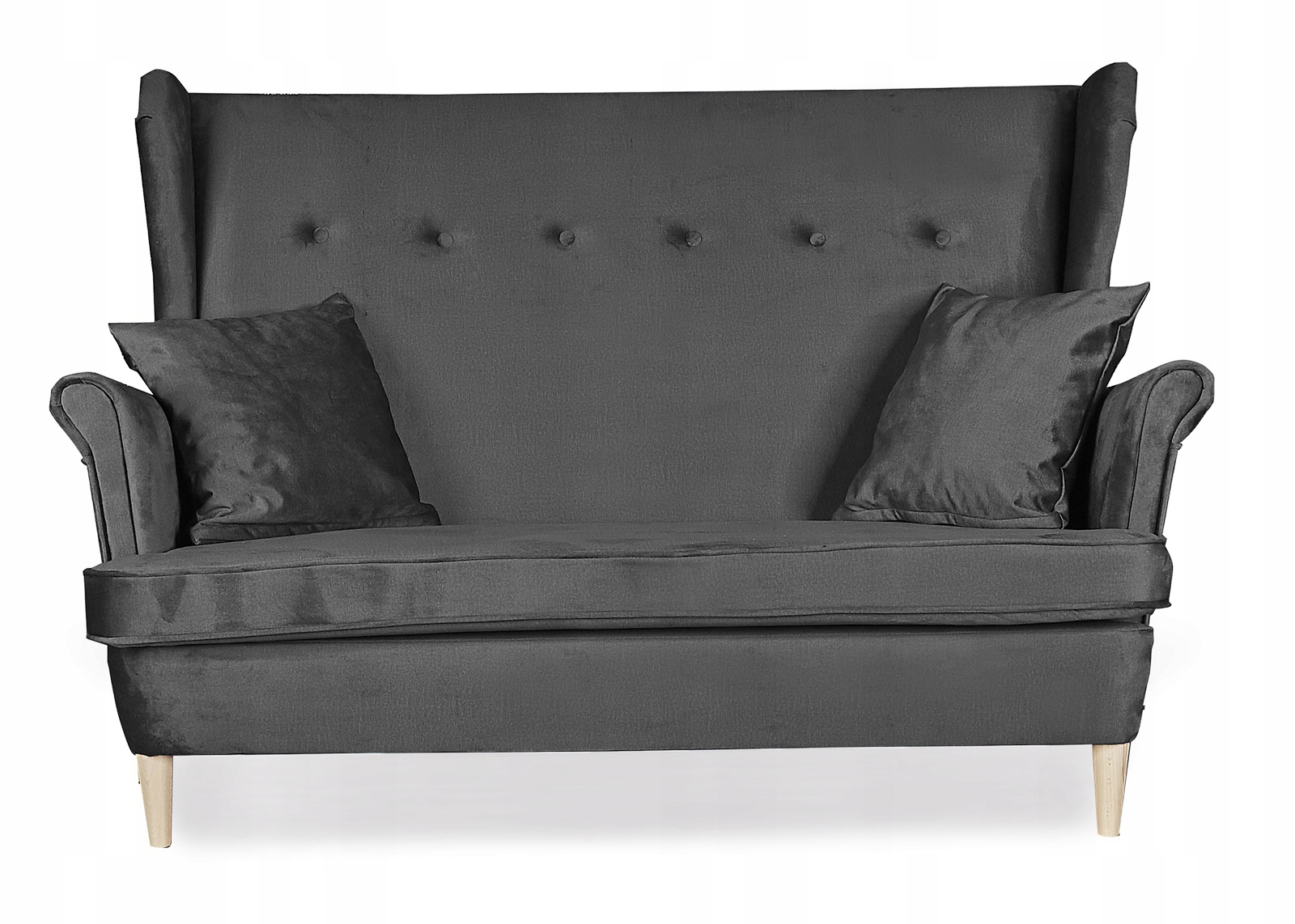 Sofagarnitur ARI Monolith 97 3-teilig Ohrensessel Sofa Velours Anthrazit