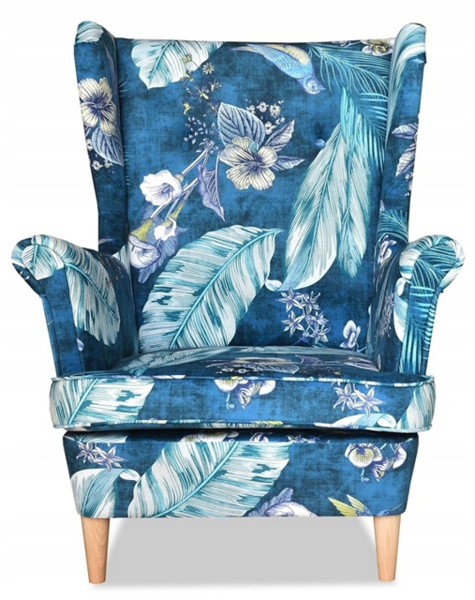 Ohrensessel SPRING 1 mit Hocker Wohnzimmersessel  Blumenmuster
