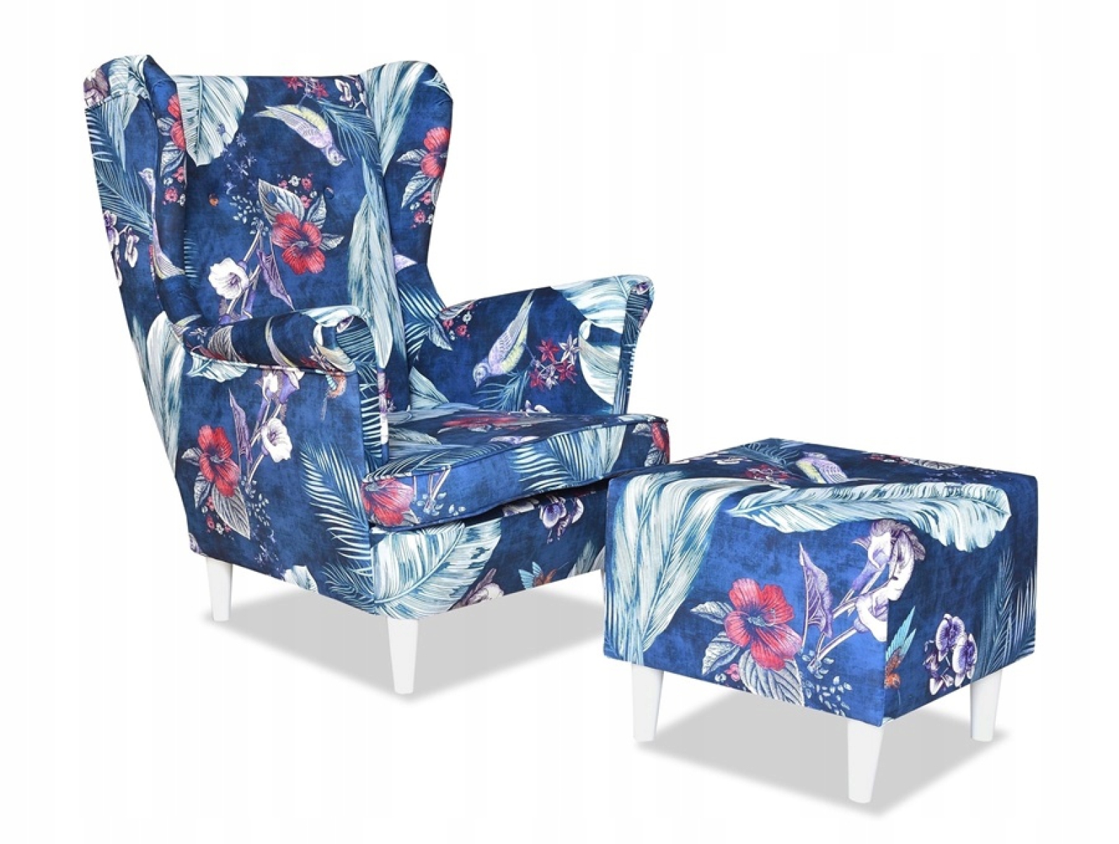Ohrensessel SPRING 2 mit Hocker Wohnzimmersessel  Blumenmuster