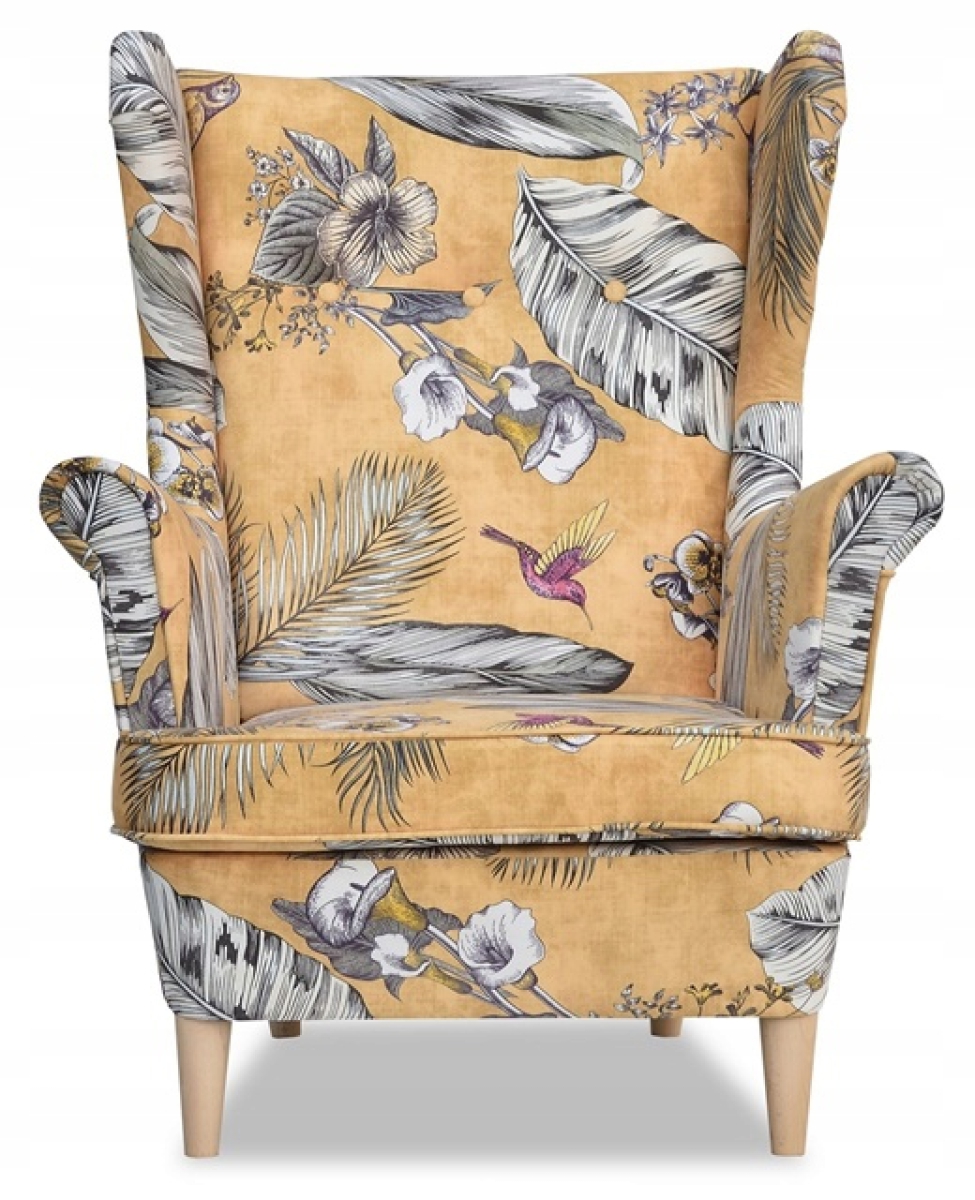 Ohrensessel SPRING 3 mit Hocker Wohnzimmersessel  Blumenmuster