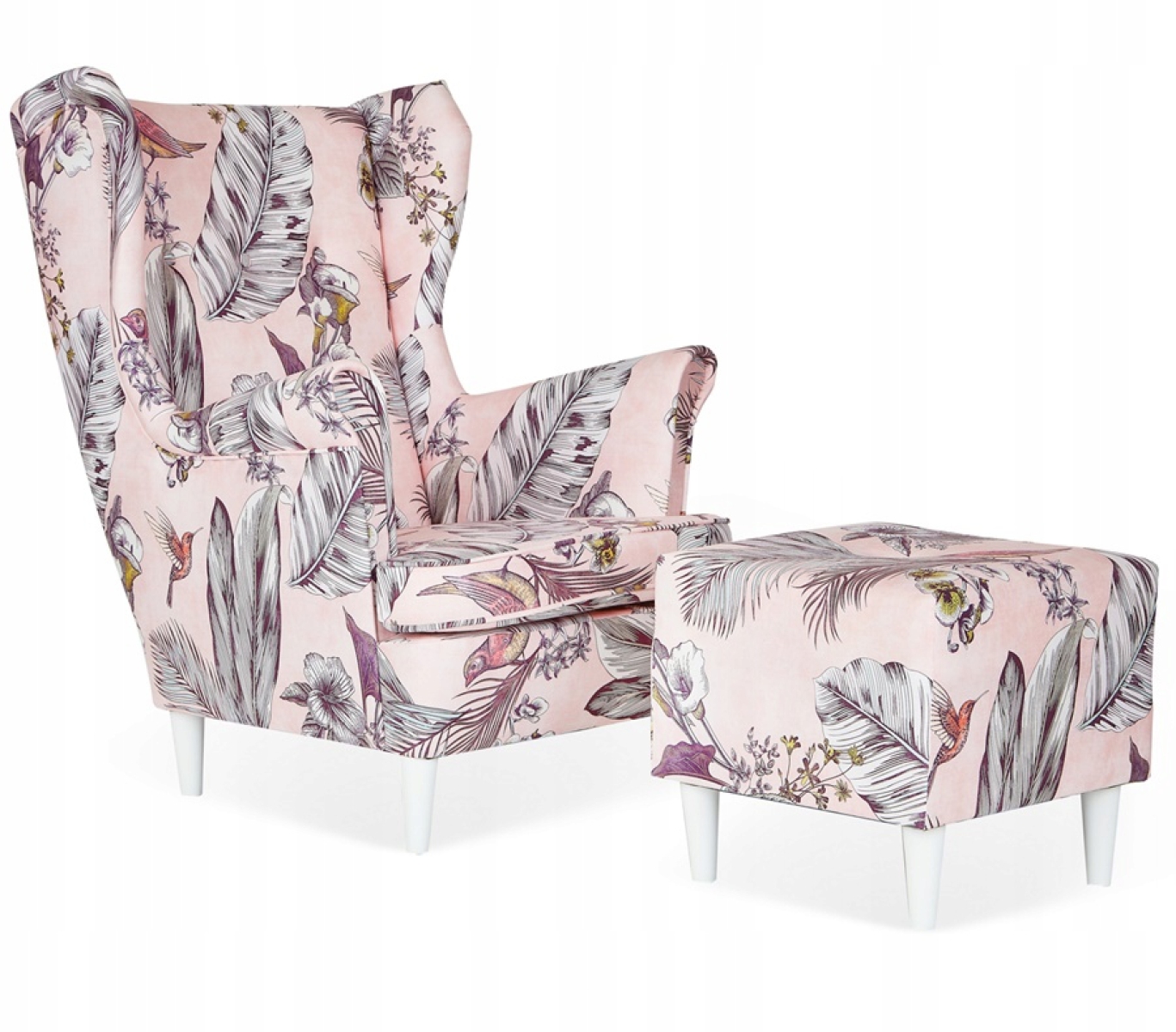 Ohrensessel SPRING 4 mit Hocker Wohnzimmersessel  Blumenmuster
