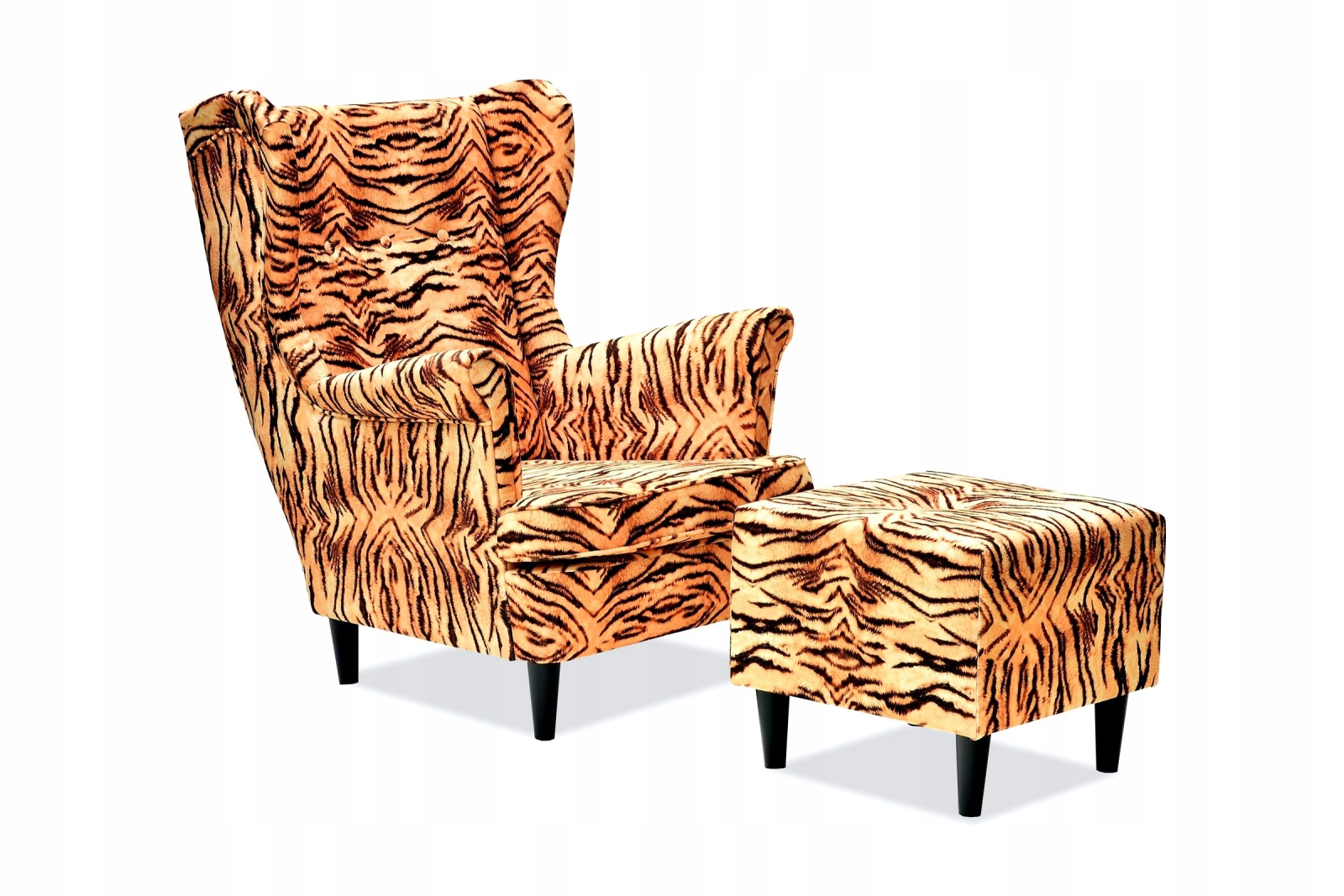 Ohrensessel Tiger mit Hocker Wohnzimmersessel  Animal
