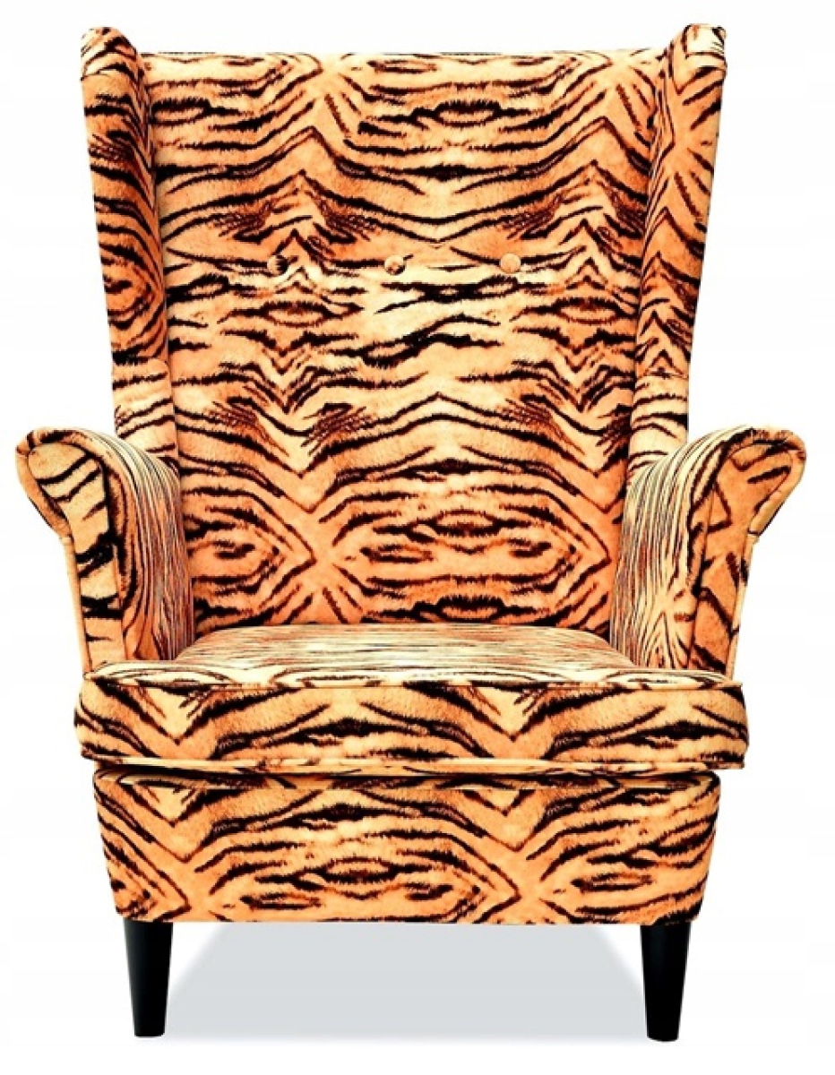 Ohrensessel Tiger mit Hocker Wohnzimmersessel  Animal