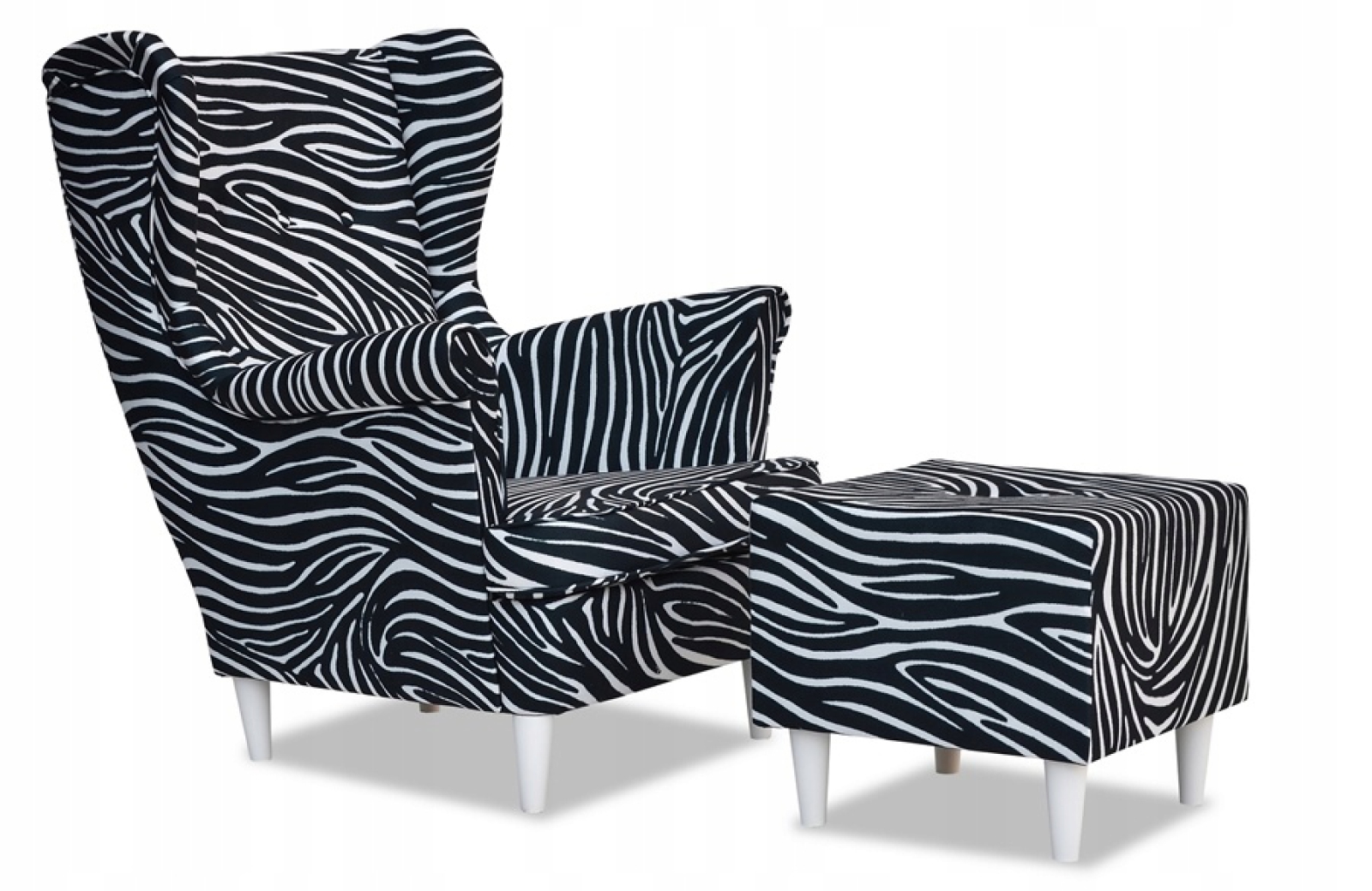 Ohrensessel ZEBRA mit Hocker Wohnzimmersessel  Animal