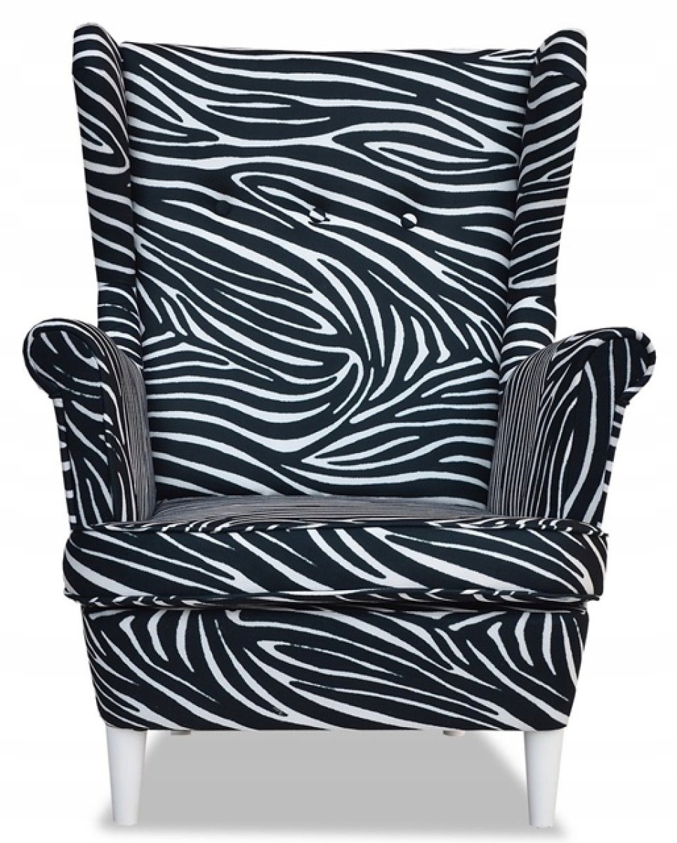 Ohrensessel ZEBRA mit Hocker Wohnzimmersessel  Animal