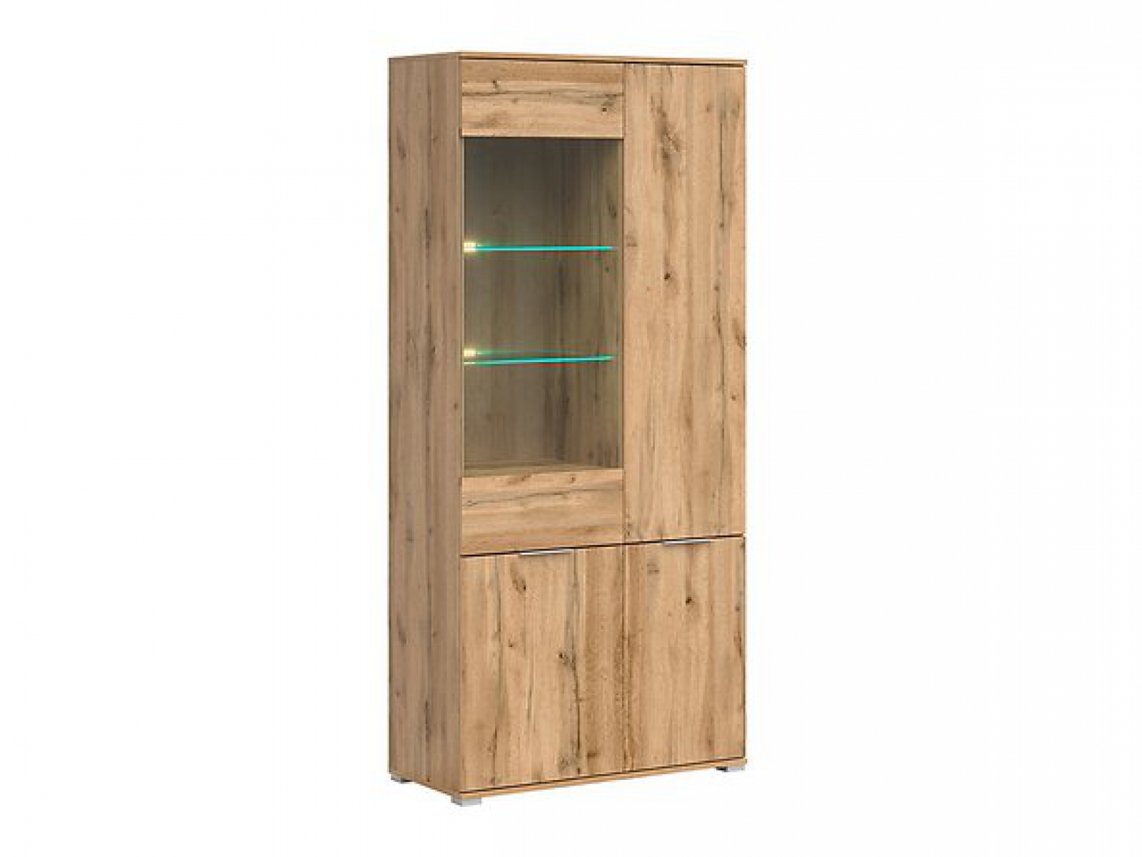 Vitrine Zele 90 cm Wotan Eiche Modern Design LED Beleuchtung