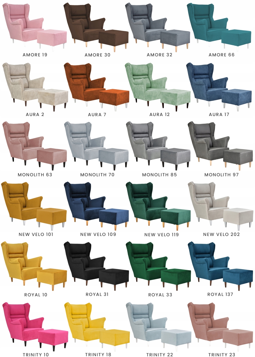 Ohrensessel Zoja Royal 33 mit Hocker Wohnzimmersessel Sessel Flaschengrün