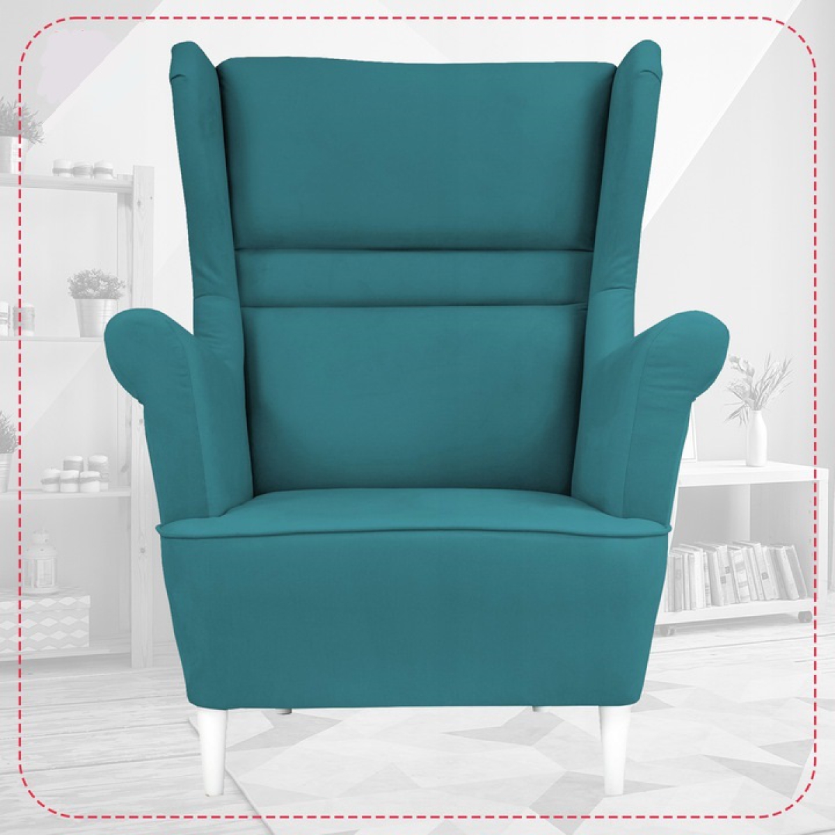 Ohrensessel Zoja Amore 66 mit Hocker Sessel Wohnzimmersessel Türkis