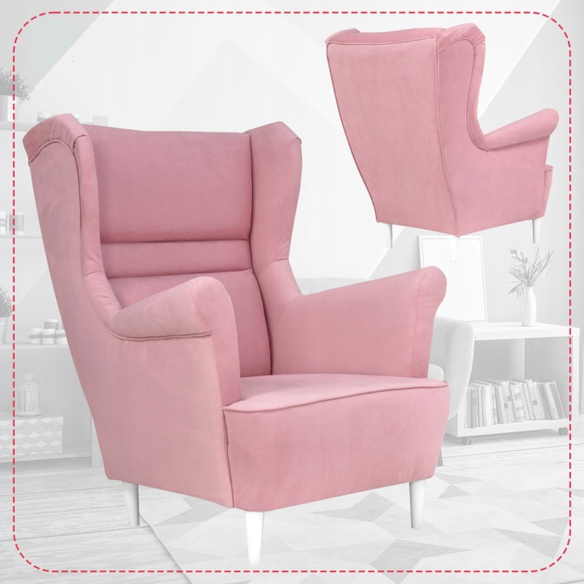 Ohrensessel Zoja Amore 19 Sessel Wohnzimmersessel Hellrosa