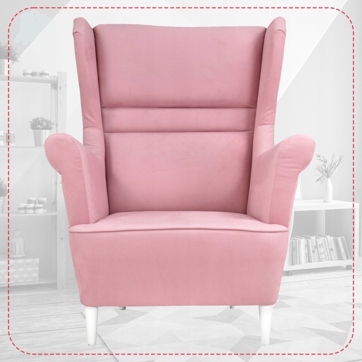 Ohrensessel Zoja Amore 19 mit Hocker Wohnzimmersessel Pink Hellrosa