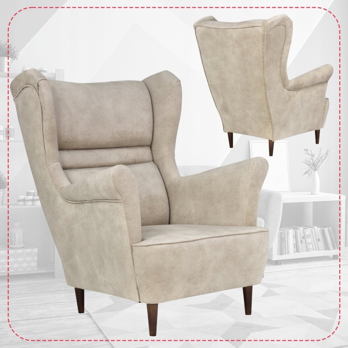 Ohrensessel Zoja Aura 02 Sessel Wohnzimmersessel Beige