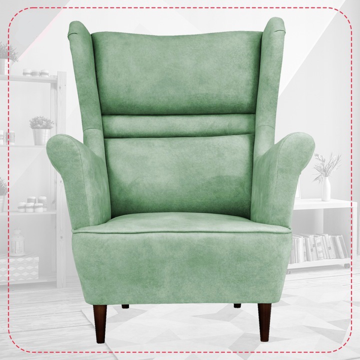 Ohrensessel Zoja Aura 12 mit Hocker Wohnzimmersessel Sessel Pistaziengrün