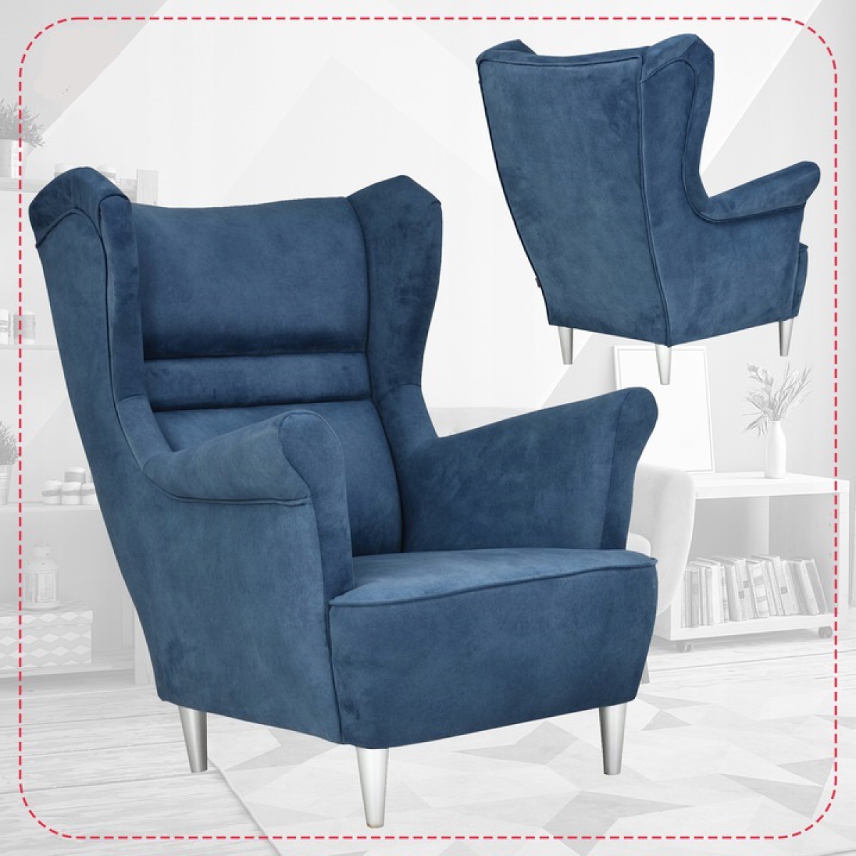 Ohrensessel Zoja Aura 17 Sessel Wohnzimmersessel Blau