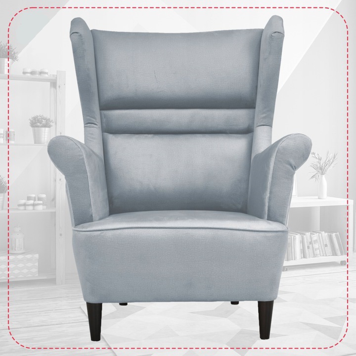 Ohrensessel Zoja Monolith 70 mit Hocker Wohnzimmersessel Hellblau