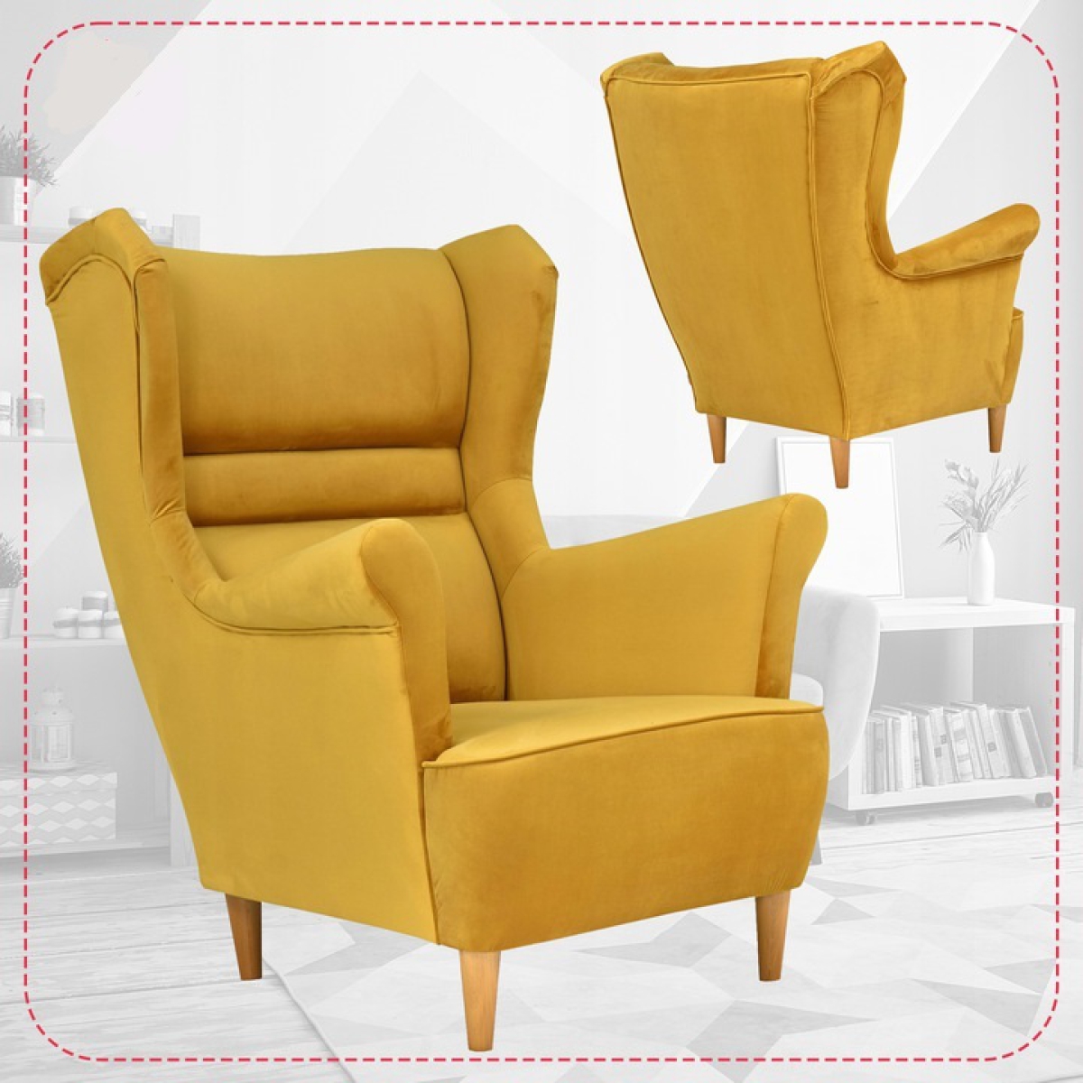 Ohrensessel Zoja Royal 10 mit Hocker Sessel Wohnzimmersessel Gelb