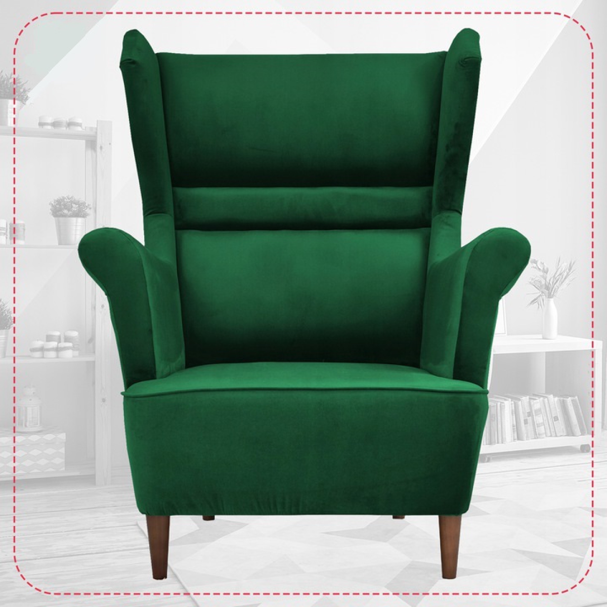 Ohrensessel Zoja Royal 33 mit Hocker Wohnzimmersessel Sessel Flaschengrün