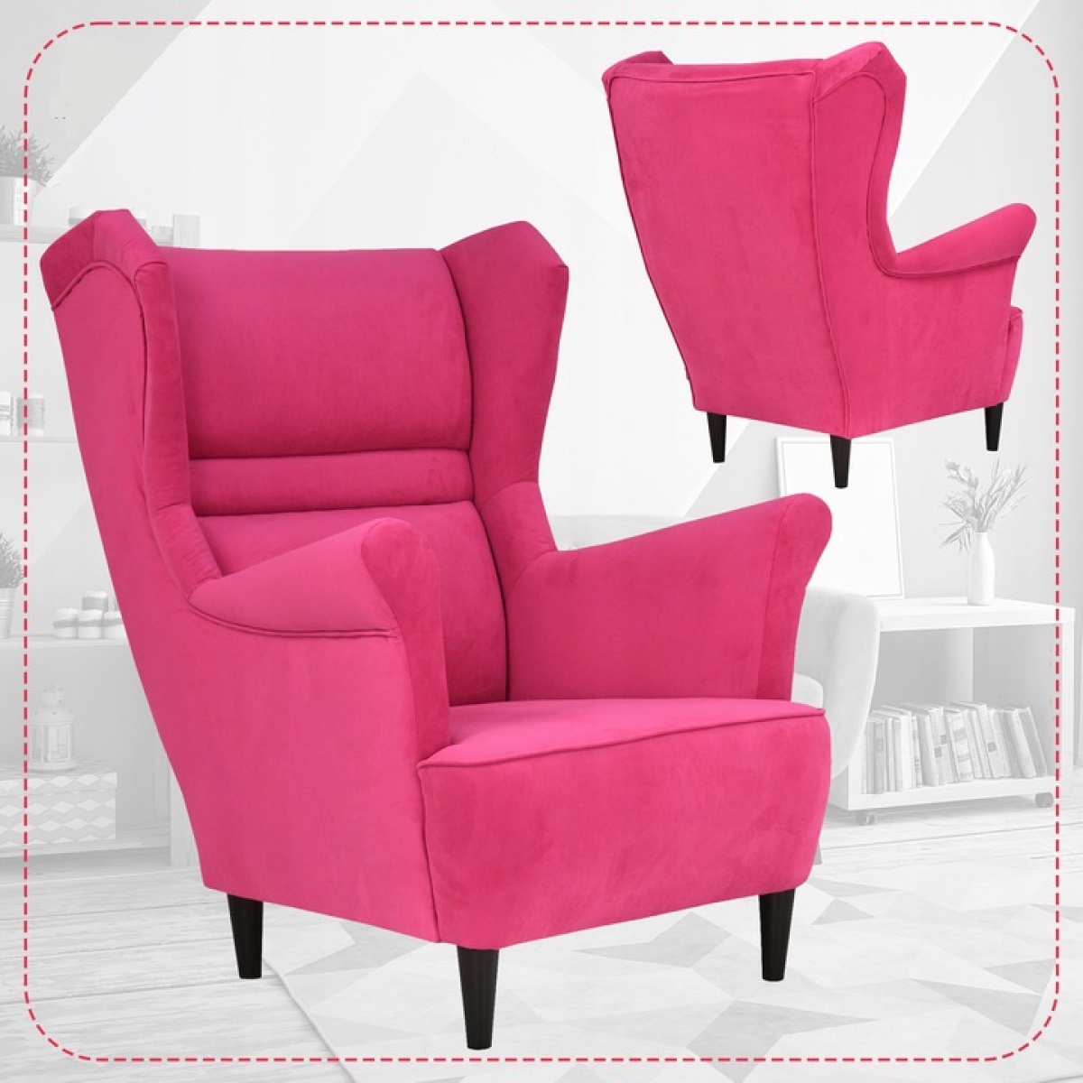 Ohrensessel Zoja Trinity 10 Sessel Wohnzimmersessel Rosa Pink Fuchsia