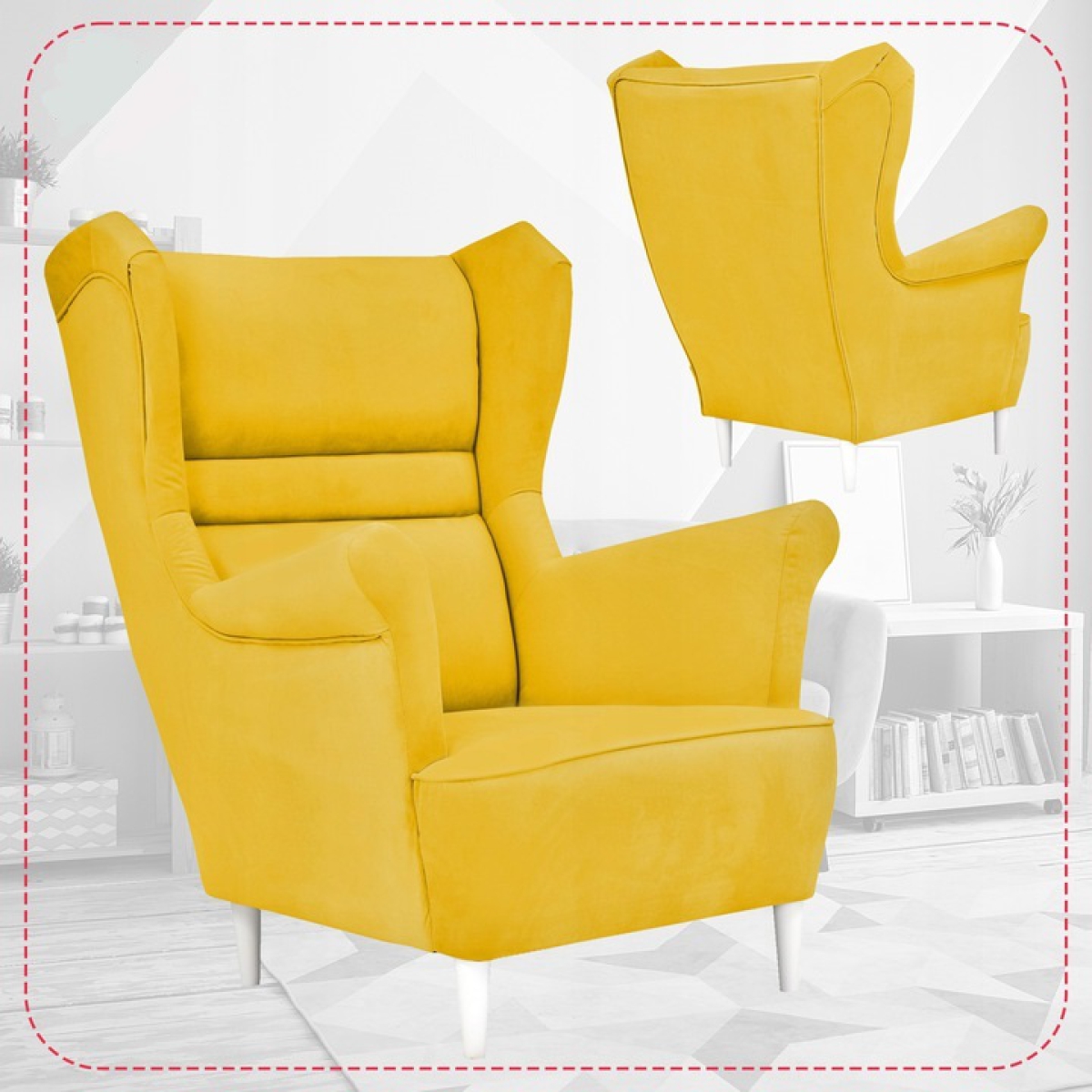 Ohrensessel Zoja Trinity 18 mit Hocker Wohnzimmersessel Sessel Gelb
