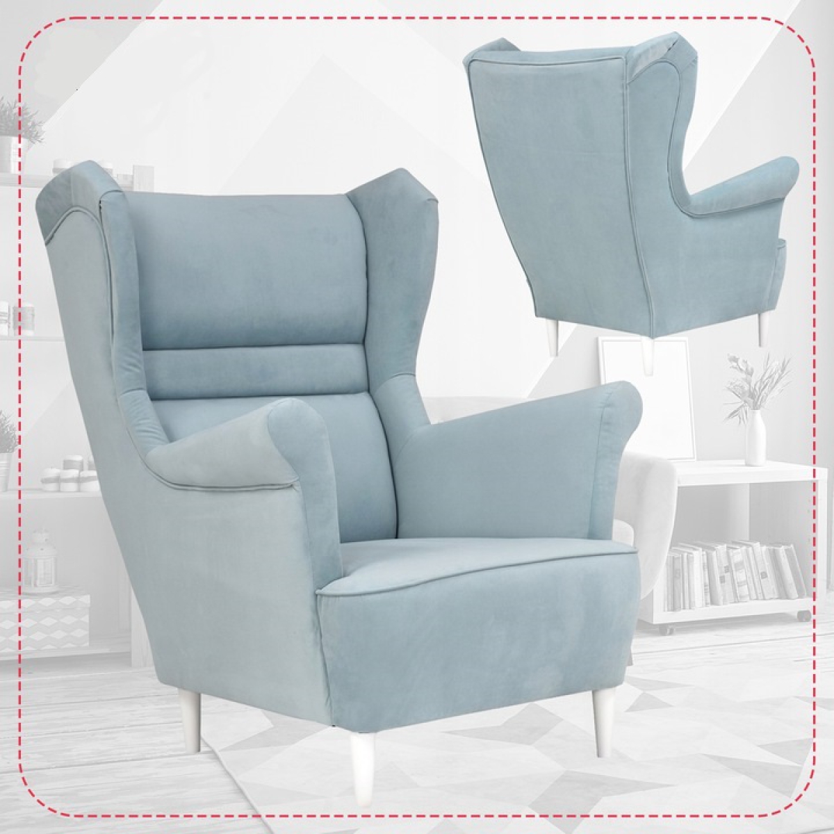 Ohrensessel Zoja Trinity 22 Sessel Wohnzimmersessel Pastellblau Baby Shower Baby Boy Hellblau