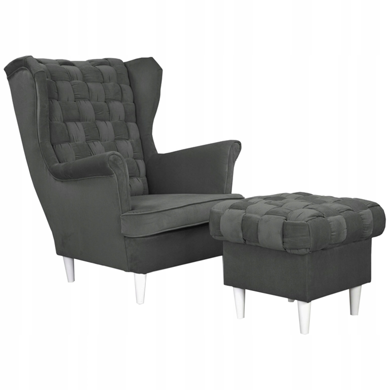 Ohrensessel CAROL Amore 32 mit Hocker Wohnzimmersessel Sessel Anthrazit