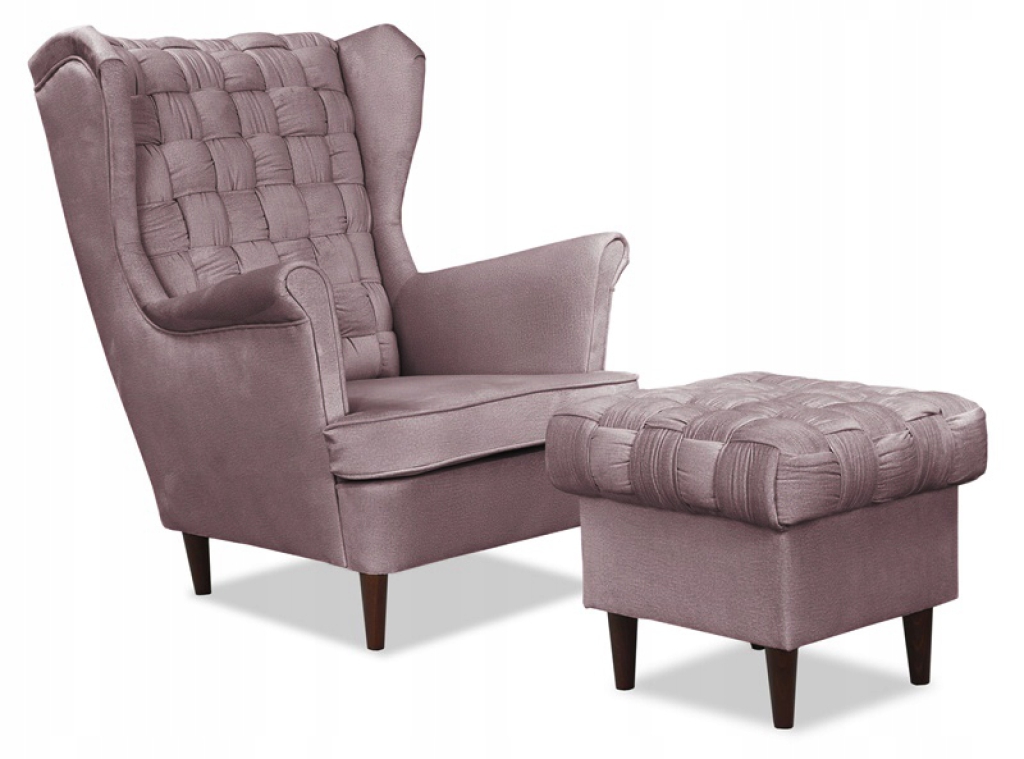 Ohrensessel CAROL Monolith 62 mit Hocker  Wohnzimmersessel  Sessel Lila