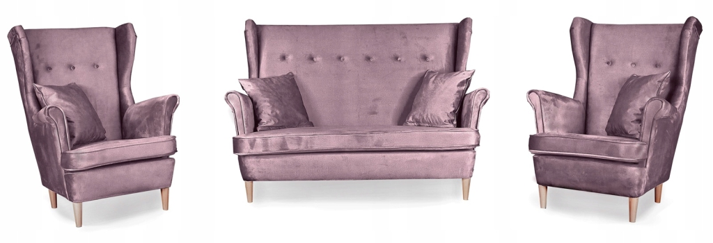 Sofagarnitur ARI Monolith 62 3-teilig Ohrensessel Sofa Velours