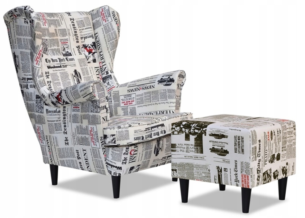 Ohrensessel GAZETA mit Hocker Wohnzimmersessel