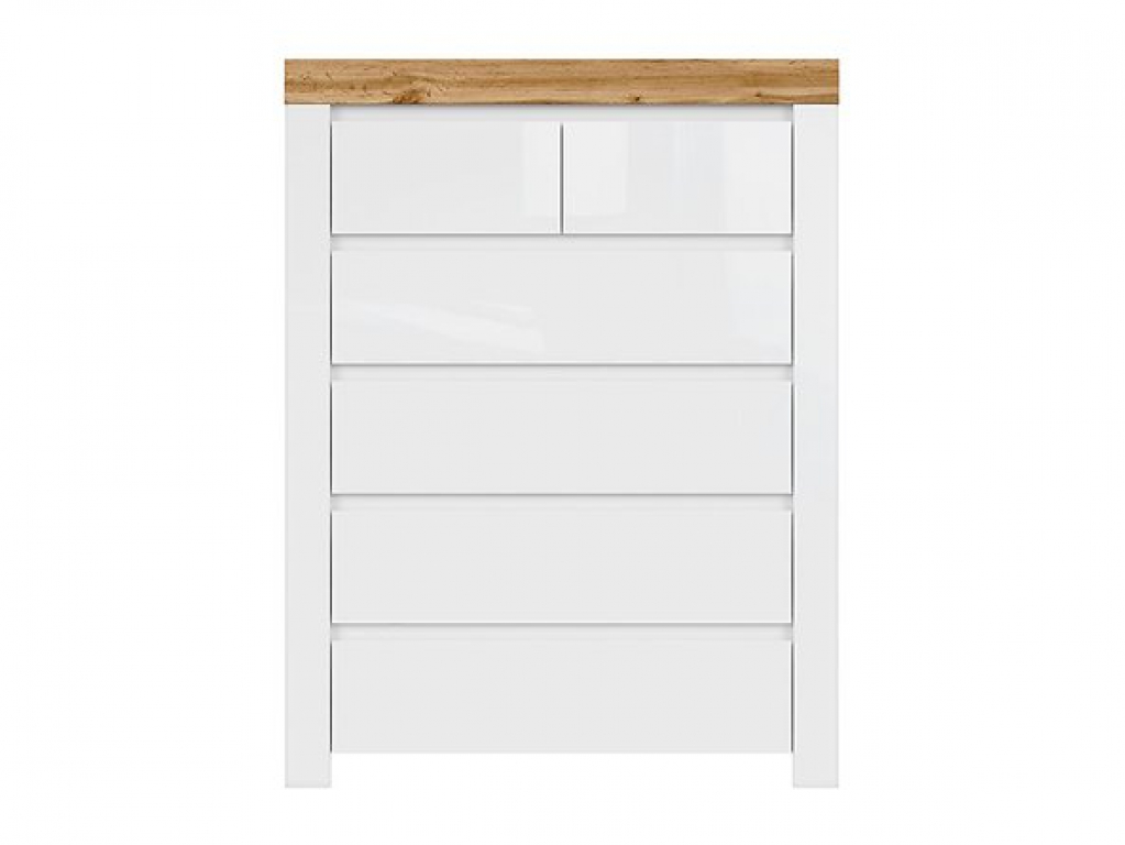 Highboard Holten 98,5cm lackiert Soft Close Weiß Hochglanz/Wotan Eiche/Weiß Matt Modernes Design Anrichte Sideboard Kommode