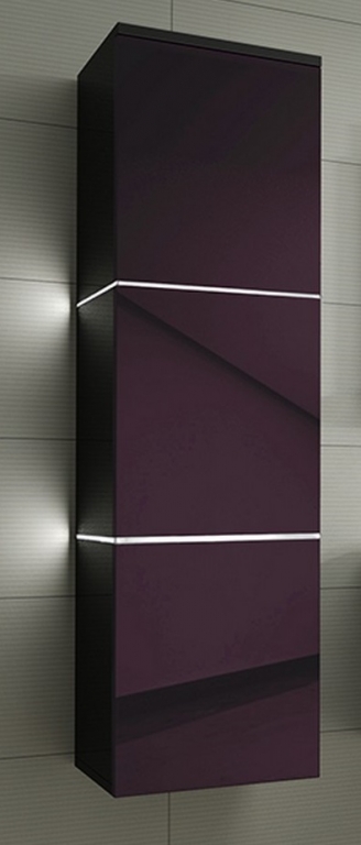 Hängeschrank Lux Aubergine Hochglanz/Schwarz Badmöbel Badezimmermöbel