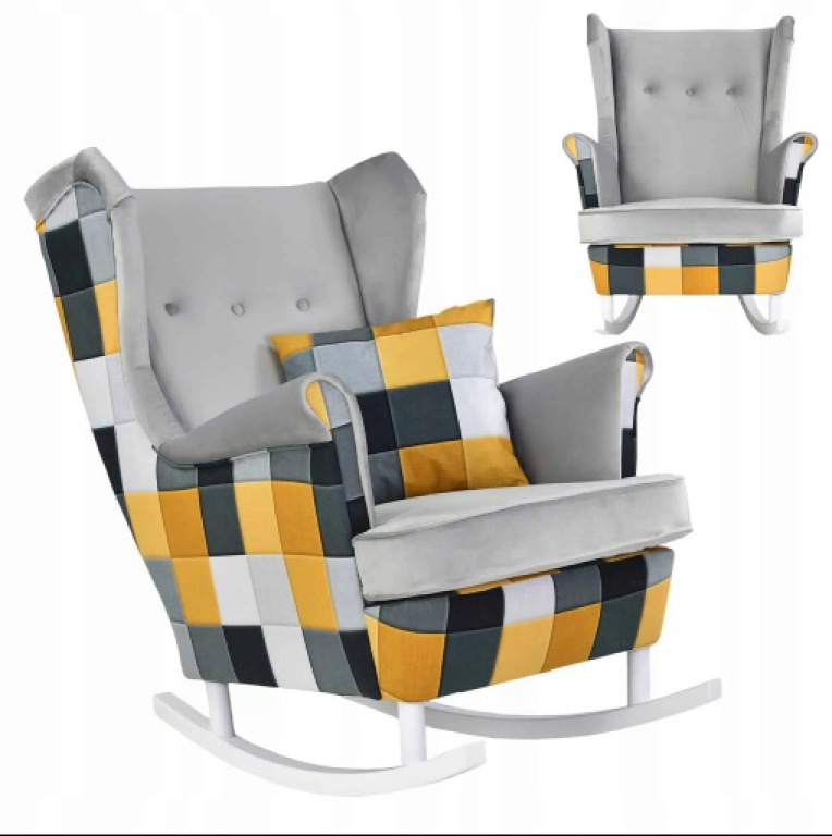 Schaukelsessel Ohrensessel ARI M 128 / ROYAL 26 inkl. Zierkissen Wohnzimmersessel