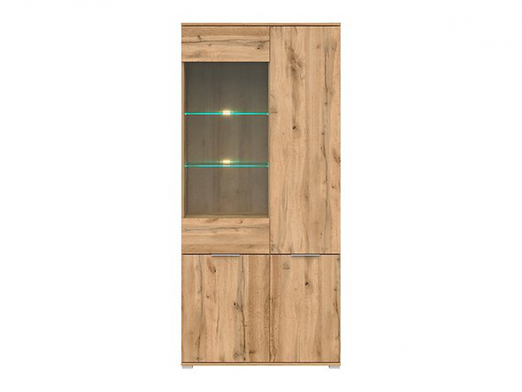 Vitrine Zele 90 cm Wotan Eiche Modern Design LED Beleuchtung