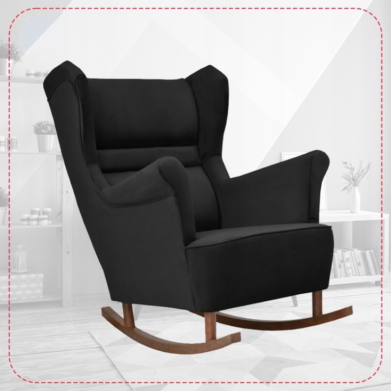 Schaukelsessel Zoja Royal 31 Ohrensessel Wohnzimmersessel Sessel Schwarz